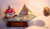 Ships In Bottles - Skipjack Rosie Parks Clearing Thomas Point Lighthouse - Bottle Putty Wood Paint Paper