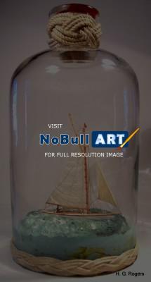 Ships In Bottles - 2 Tonneaux Calliope - Wood Thread Paper Paint Etc