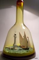 Ships In Bottles - La Neptune Passing The Geneva Lighthouse - Bottle Putty Wood Paint Paper