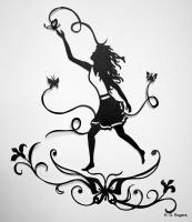 Silhouette Papercut - Chasing Butterflies - Paper