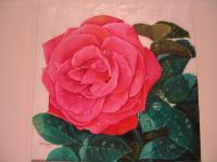 Rose With Raindrops - Oil Paintings - By Nikos Constantinou, Realistic Painting Artist