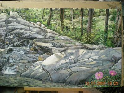 Water - Water-Rocks - Aquarelle