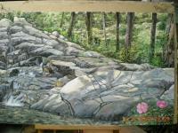 Water-Rocks - Aquarelle Paintings - By Nikos Constantinou, Realistic Painting Artist