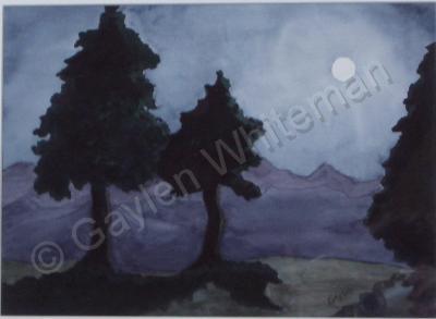 Landscapes - Olympic Moon - Watercolor