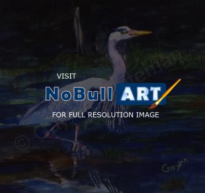Birds - Pond Visitor - Watercolor