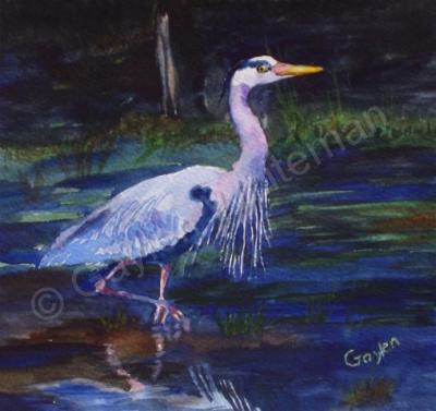 Birds - Pond Visitor - Watercolor