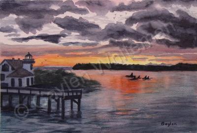 Seascape - Orca Sunset - Watercolor