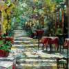 Mnisikleous Str Athens - Oil On Canvas Paintings - By Viktor Zakrynycny, Impressionism Painting Artist