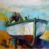 Boat Cleaning - Oil On Canvas Paintings - By Viktor Zakrynycny, Impressionism Painting Artist