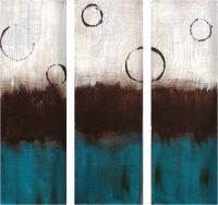 Triptych Blue - Acrylic Paintings - By Kelly Stewart, Abstract Painting Artist