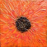 Flower Power - Orange Flower - Mixed Medium