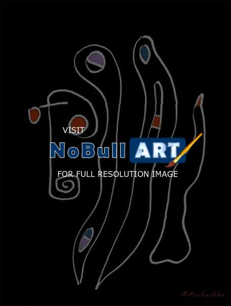 Abstract Art - Bull - Acrylic On Black Paper