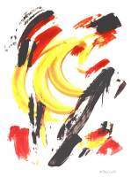 Abstract Art - Burning Banana - Acrylic On Black Paper