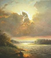 Evening At The Lake - Oil On Canvas Paintings - By Jan Bartkevics, Landscape Painting Artist