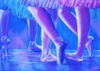 Ballet Training - Pastels Paintings - By Jacques Benatar, Realistic Painting Artist