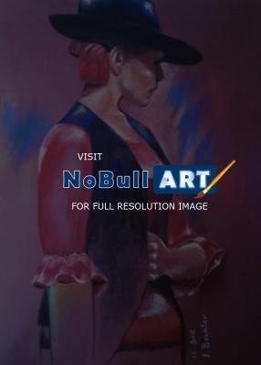 Color Pastels - Flamenco Dancer With Hat - Pastels