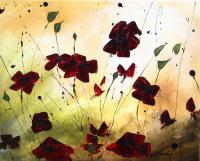 Poppies In The Deep - Acrylic On Canvas Paintings - By Khanh Ha, Abstract Painting Artist