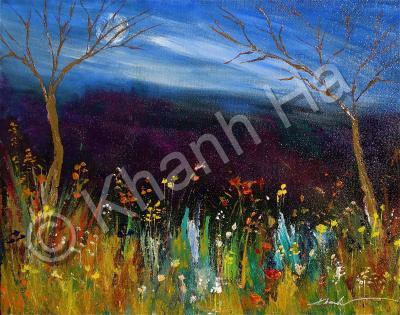 Landscape - Autumn Night - Acrylic On Canvas