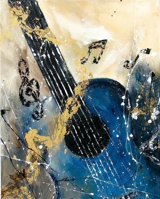 Instruments - My Blue Guitar - Acrylic On Canvas