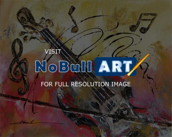 Instruments - Orane Red Violin 1 - Acrylic On Canvas