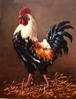 Rooster - The Master Of The Yard - Oil Paintings - By S   O L   D, Realism Painting Artist