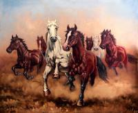 Hurry Up My Horses - Seven Angels - Oil Paintings - By S   O L   D, Realism Painting Artist