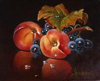 Two Peach - Oil Paintings - By S   O L   D, Realism Painting Artist