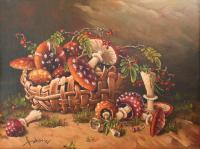 Mushrooms - Oil Paintings - By S   O L   D, Realism Painting Artist