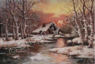 Gallery I - Old Mill In The Snow - Oil