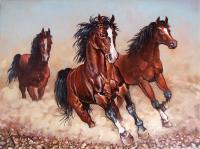 Runaway Horses - Oil Paintings - By S   O L   D, Realism Painting Artist