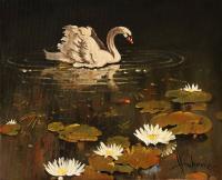 Lonely Swan - Oil Paintings - By S   O L   D, Realism Painting Artist