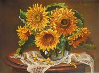 Sunflowers - Oil Paintings - By S   O L   D, Realism Painting Artist