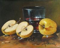 Two Golden Apples - Oil Paintings - By S   O   L   D S   O   L   D, Realism Painting Artist