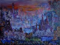 My City - Mixed Media On Canvas Mixed Media - By Gopa Ghosh, Abstract Realism Mixed Media Artist
