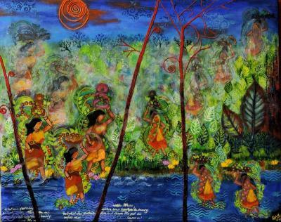 Village Life - Rural Livelihood - Mixed Media On Canvas