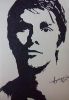 Christian Bale - Paper Drawings - By Sangeetha Prasad, Marker Sketch Drawing Artist