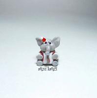 Xmas Santa Elephant Glass Bead - Glass Glasswork - By Arzu Karci, Lampwork Glass Bead Glasswork Artist