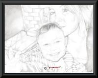 Mom And Baby - Pencilpaper Drawings - By Yancey Russell, Blackwhite Drawing Artist