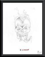 Skull - Pencilpaper Drawings - By Yancey Russell, Blackwhite Drawing Artist