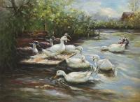 Animals - Gooses - Oil On Canvas