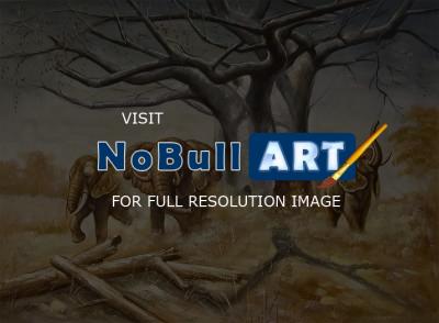Animals - Elephants - Oil On Canvas