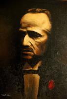 Don Vito Corleone - Oil On Canvas Paintings - By Eloy F Calleja, Figurativo Painting Artist