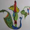 Land Dragons - Ink Drawings - By David Daughetee, Tribal Drawing Artist