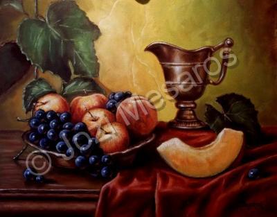 Fruits - Fruit And Ketlle - Oil On Canvas