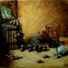 Still Life With Fruits - Oil On Canvas Paintings - By Jozi Mesaros, Realism Painting Artist