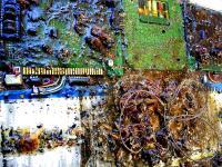 Did You Hear - Circuit Boards Transistors Cap Mixed Media - By Alan Lew, Abstract Mixed Media Artist