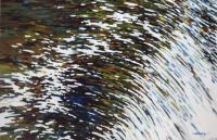 Waterfall - Oil Acrylic Oil Pastel Paintings - By Margaret Juul, Expressive Painting Artist