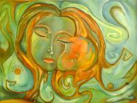 Mother And Child - Acrylics Paintings - By Margarita Halikia, None Painting Artist