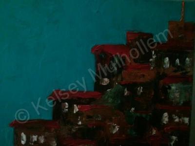 Abstract Cityscapes - Todi Italy-Inspired - Acrylic And Oil On Canvas