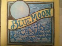 Blue Moon - Chalk On Canvas Drawings - By Kelsey Mulhollem, Bar-Style Drawing Artist